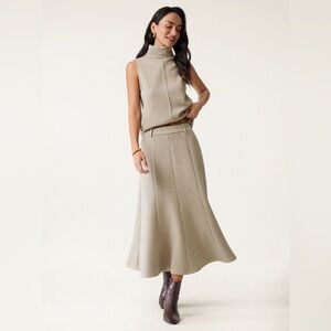 OGL FuzzLuxe 2Pcs Set Split Hem Top & High Waisted Midi Skirt, Size M NWT